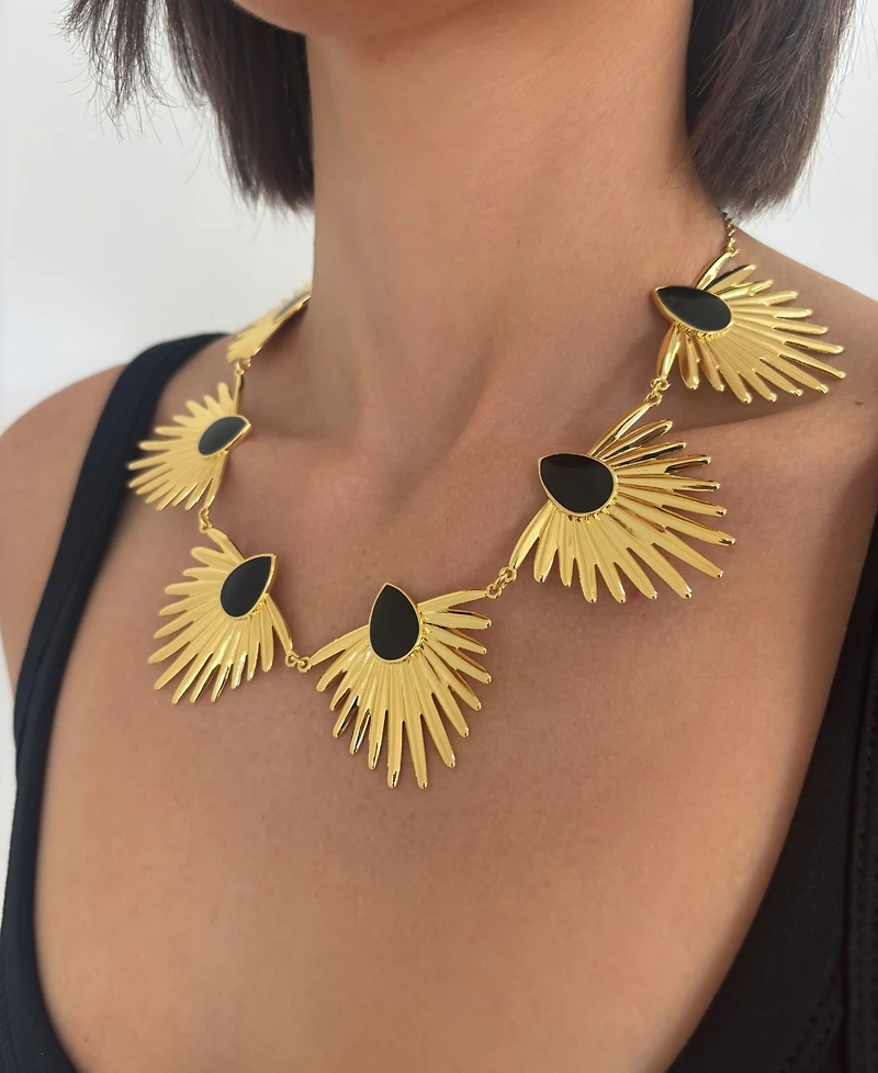 St. Moran Gold Onyx Peacock Astrid Chain Necklace