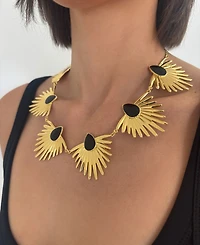 St. Moran Gold Onyx Peacock Astrid Chain Necklace