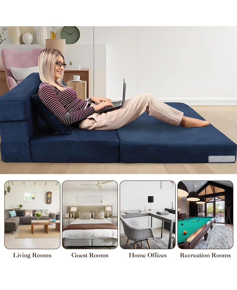 homfan Multi-Functional Folding Floor Sofa Bed with Pillows
