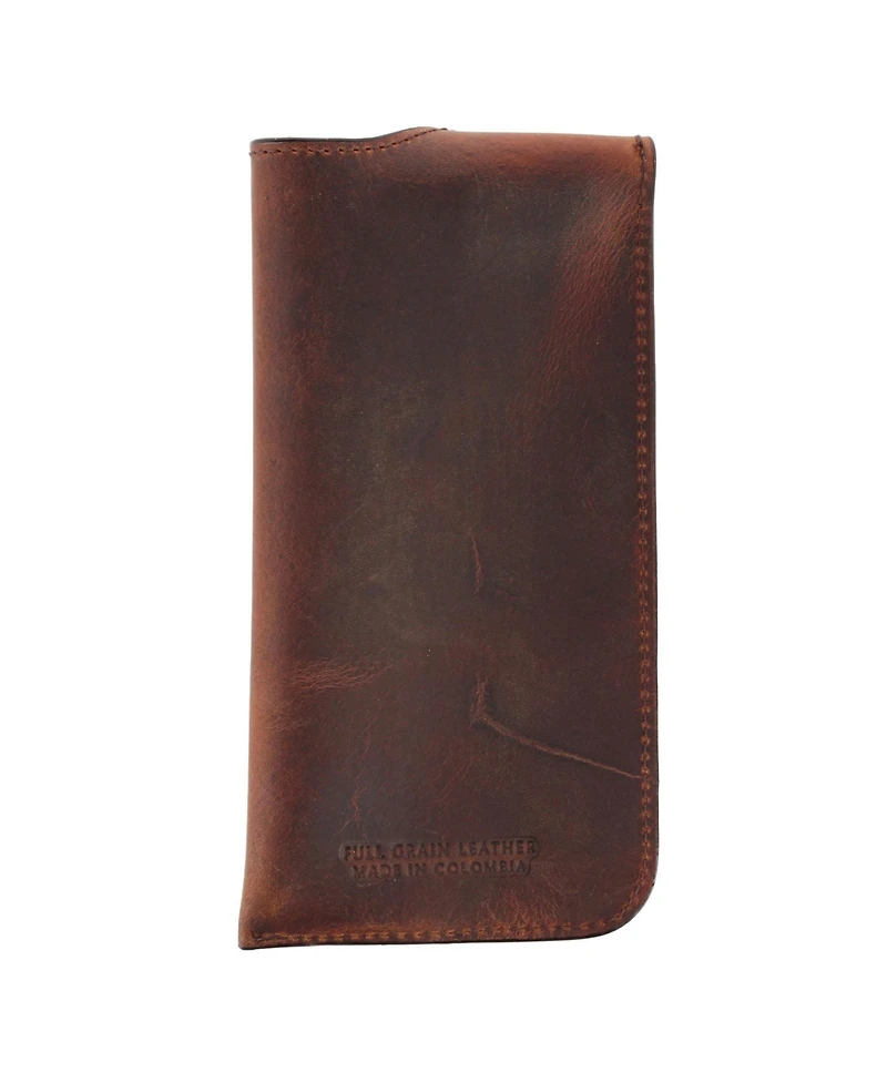 Trafalgar Men's Doyle Crazy Horse Leather Snap Closure Glass Case