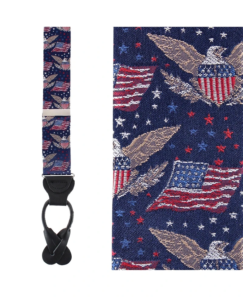 Trafalgar Legacy Soars Patriotic Bald Eagle Silk Novelty Button End Suspenders