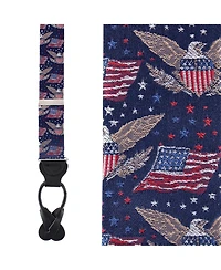 Trafalgar Legacy Soars Patriotic Bald Eagle Silk Novelty Button End Suspenders