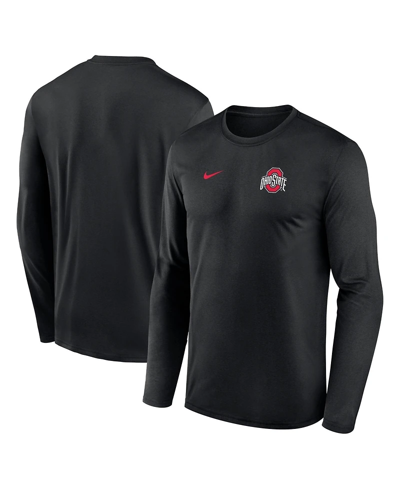 Nike Men's Black Ohio State Buckeyes 2026 Sideline Small Logo Legend Dri-fit Long Sleeve T-Shirt