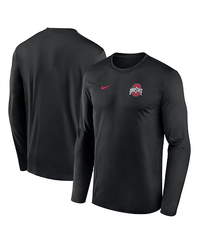 Nike Men's Black Ohio State Buckeyes 2026 Sideline Small Logo Legend Dri-fit Long Sleeve T-Shirt