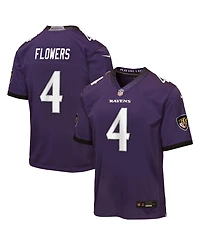 Nike Big Boys and Girls Zay Flowers Purple Baltimore Ravens Game Jersey