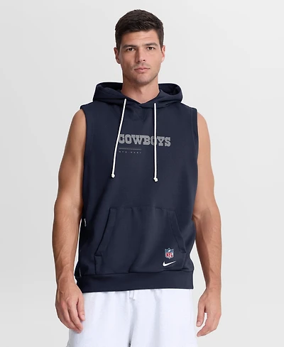 Nike Men's Navy Dallas Cowboys Sideline Standard Issue Dri-fit Sleeveless Hoodie