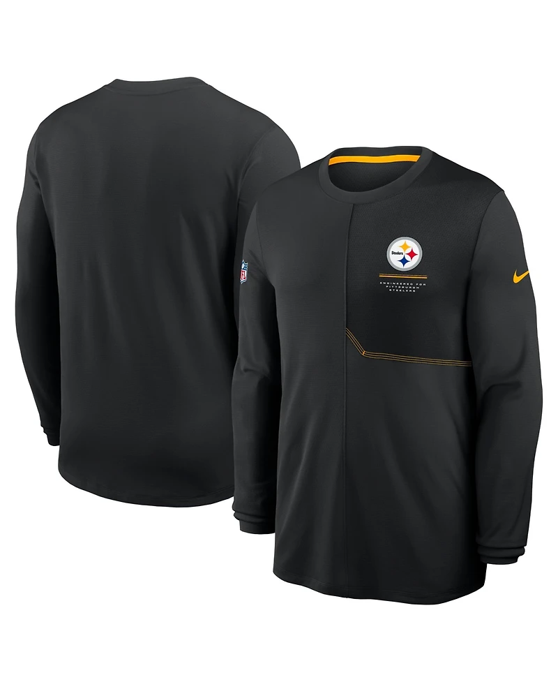 Nike Men's Black Pittsburgh Steelers Sideline Coaches Uv Dri-fit Long Sleeve T-Shirt
