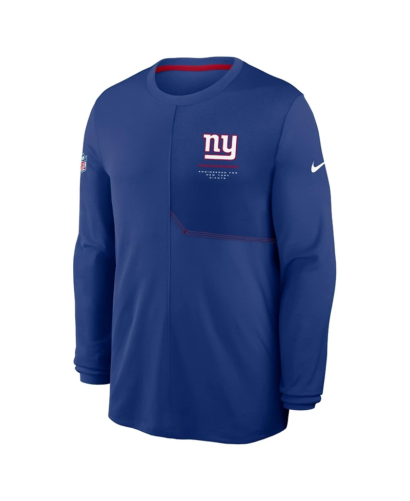 Nike Men's Royal New York Giants Sideline Coaches Uv Dri-fit Long Sleeve T-Shirt