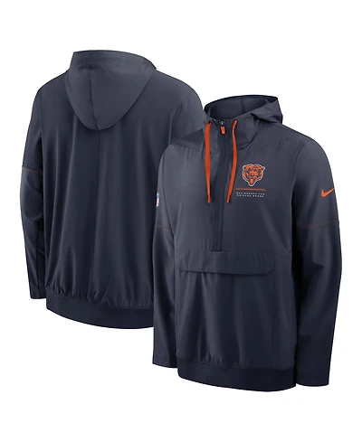 Nike Men's Navy Chicago Bears Sideline Anorak Half-Zip Hooded Jacket