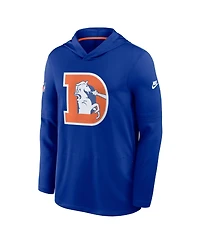 Nike Men's Royal Denver Broncos Sideline Dri-fit Long Sleeve Hooded T-Shirt