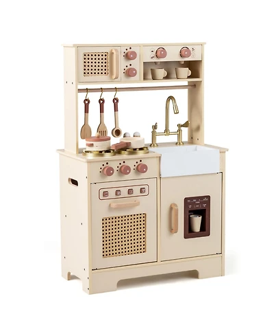 Slickblue Kids Pretend Play Kitchen with Realistic Lights and Sounds