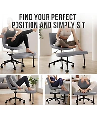gaomon Ergonomic Cross-Legged Lounge Chair, Wide Meditation Seat with High Lumbar Support, 360 Degree Swivel, Adjustable Height with Wheels