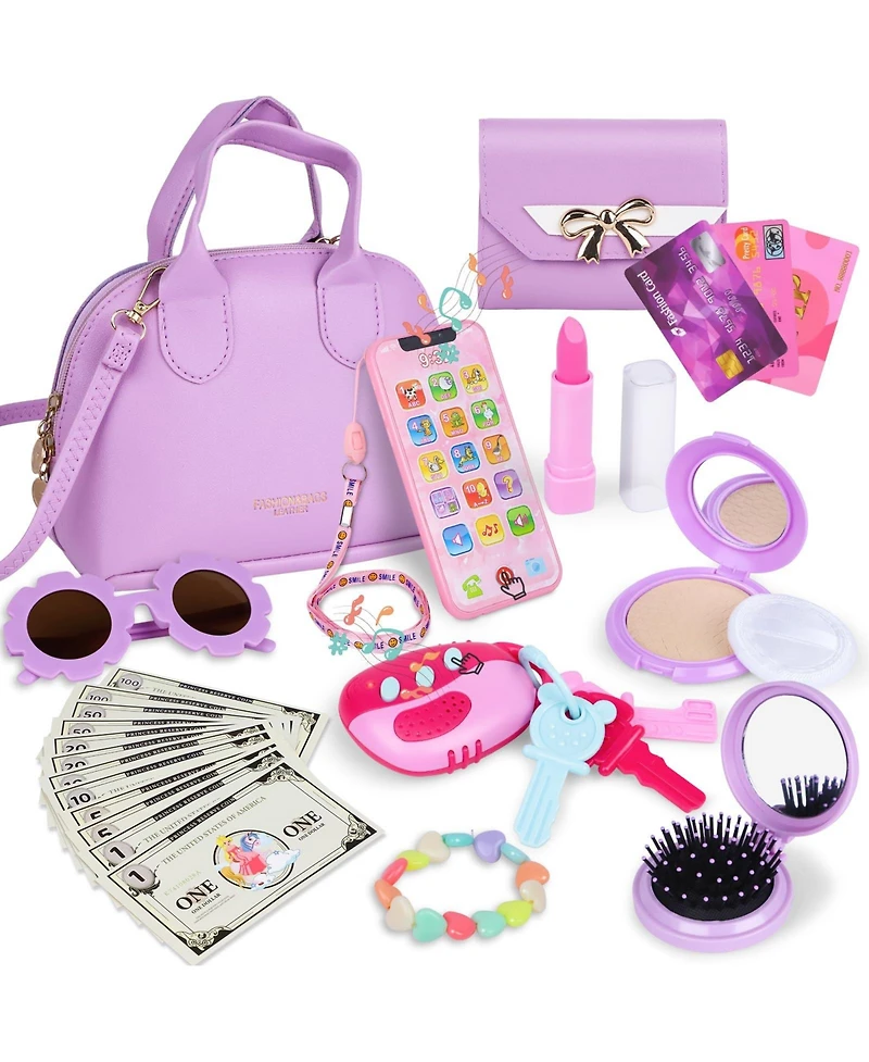Gnuadz Play Purse Handbag Makeup Set Sunglasses Smartphone Wallet Car Keys Credit Cards Money