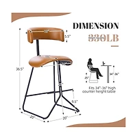 gaomon Set of 4 Outdoor/ Indoor Upholstered Faux Leather Counter Height Bar Stools