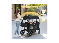 Kinder King Baby All-Terrain Wagon Stroller for Two with Canopy, Snack Tray, Storage and Shock-Absorbing Wheels