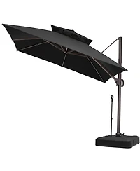Pellebant Outdoor Patio Double Top Square Aluminum Cantilever Umbrella with Rod Wheel Base