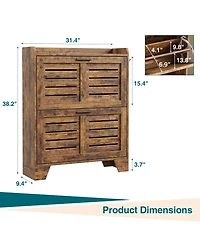 Homfan Two-Tier Flip Door Shoe Cabinet with Spacious Storage, Freestanding Entryway Organizer for Shoes and Accessories