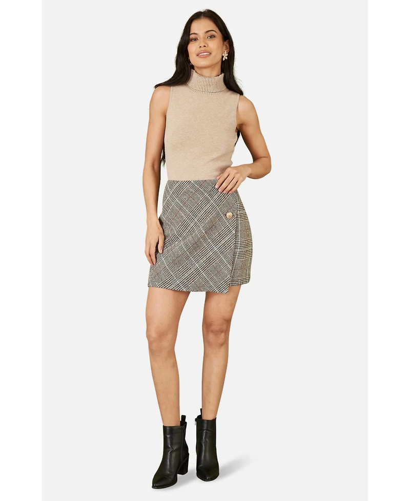 Yumi Women's Knitted Roll Neck Sleeveless Jumper