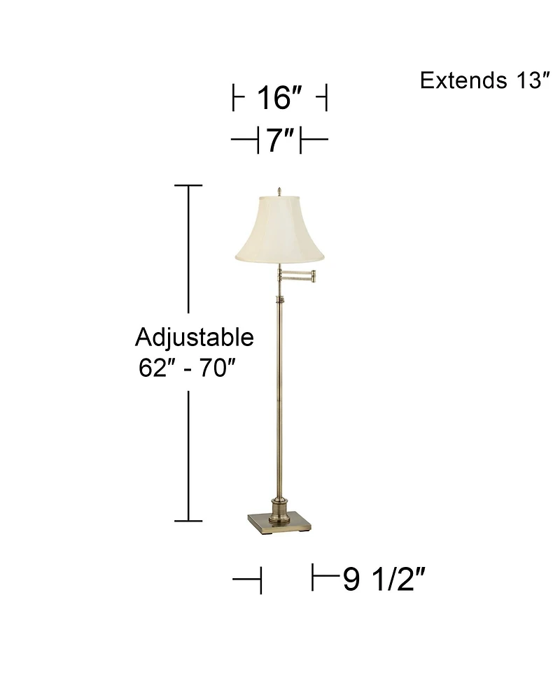 360 Lighting Traditional Swing Arm Floor Lamp Adjustable Height 70" Tall