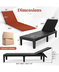 Gouun Cushioned Patio Chaise Lounge Chair with 3-Position Backrest