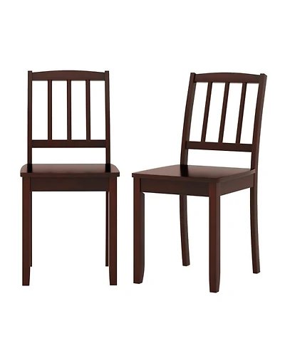 Gouun Wood Dining Chair Set of 2 with Curved Backrest and Rubberwood Legs