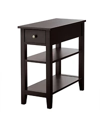 Gouun 3-Tier End Table with Drawer and Double Open Shelves