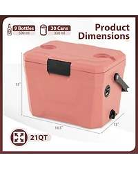 Gouun 21-Quart Hard Shell Insulated Ice Chest Cooler with Cup Holders