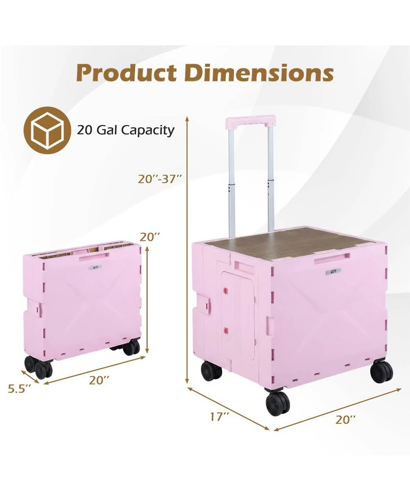 Gouun Collapsible Utility Wagon Cart with 3-Level Adjustable Handle