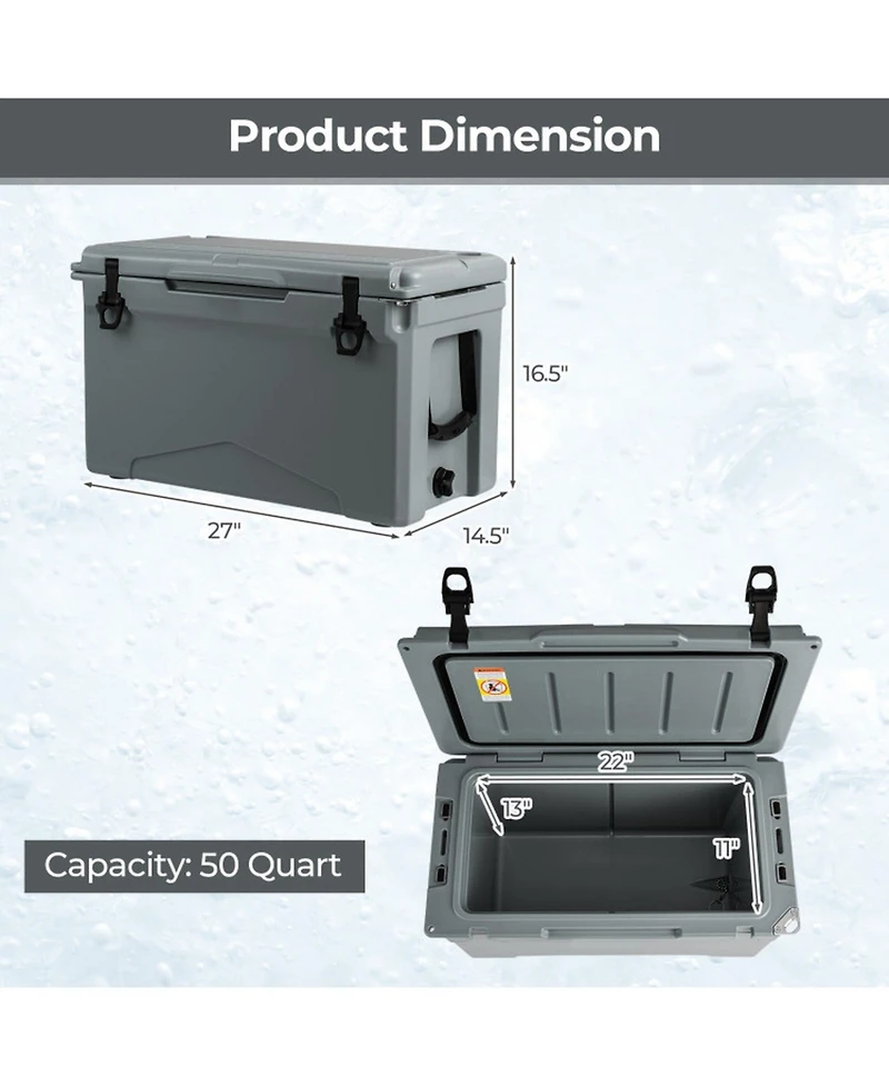 Gouun 50-Quart Rotomolded Cooler with Cup Holders and Bottle Opener