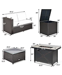 Gouun 5-Piece Patio Conversation Set with 60,000 Btu Propane Fire Pit Table