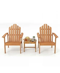 Gouun Stackable Acacia Wood Adirondack Chair Set of 2 with Side Table
