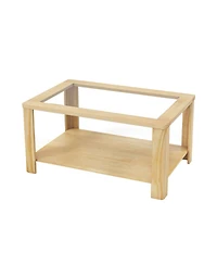Gouun 2-Tier Rectangular Coffee Table with Tempered Glass Top