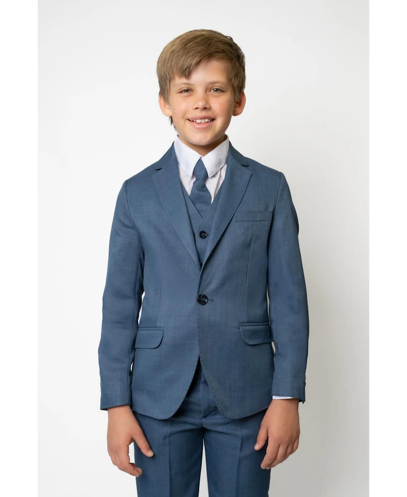 Peanut Butter Collection Little Boys and Big Osiris Slim Fit 5-Piece Shirt, Tie, Jacket, Vest Pants Suit Set