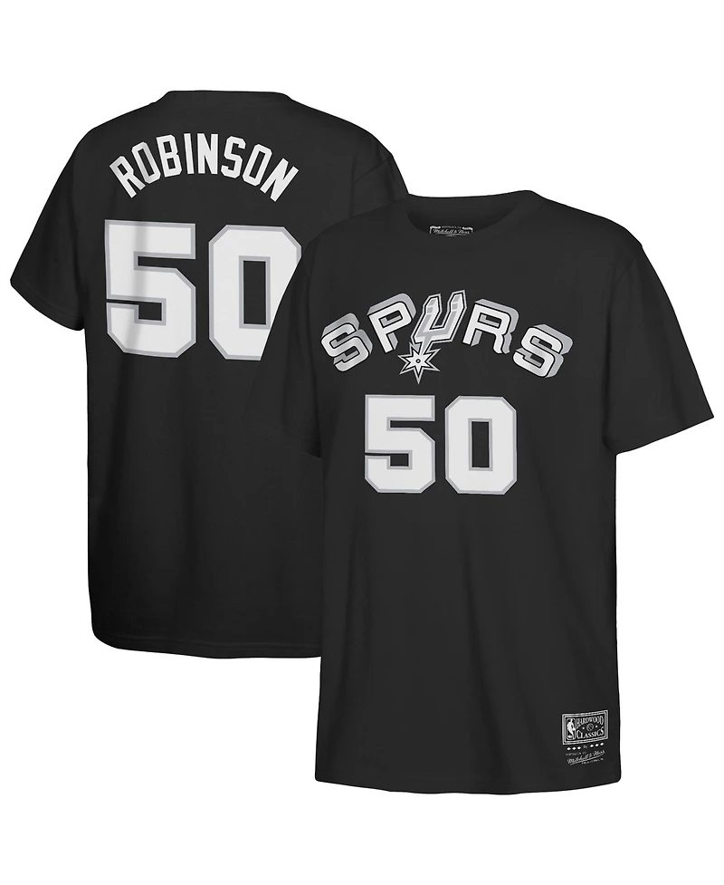 Mitchell & Ness Big Boys and Girls David Robinson Black San Antonio Spurs Hardwood Classics Name Number T-Shirt