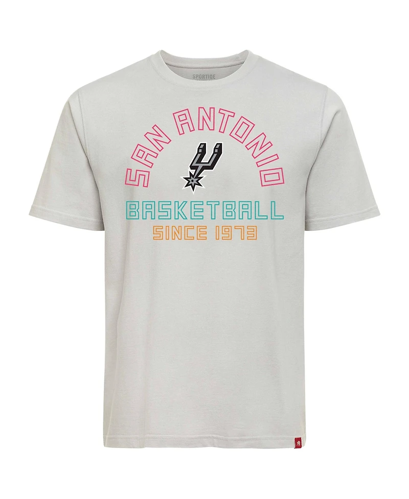 Sportiqe Men's and Women's Silver San Antonio Spurs Outline T-Shirt