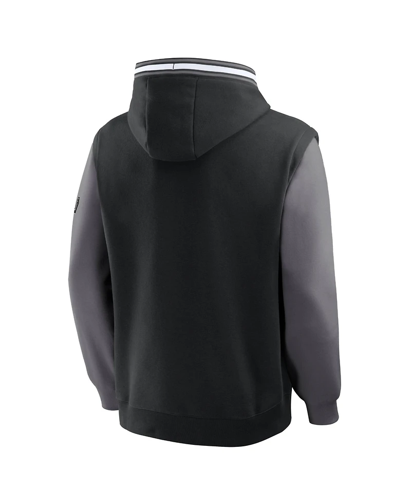 Fanatics Men's Black/Gray San Antonio Spurs Half Court Shot Clock Fastbreak Hoodie