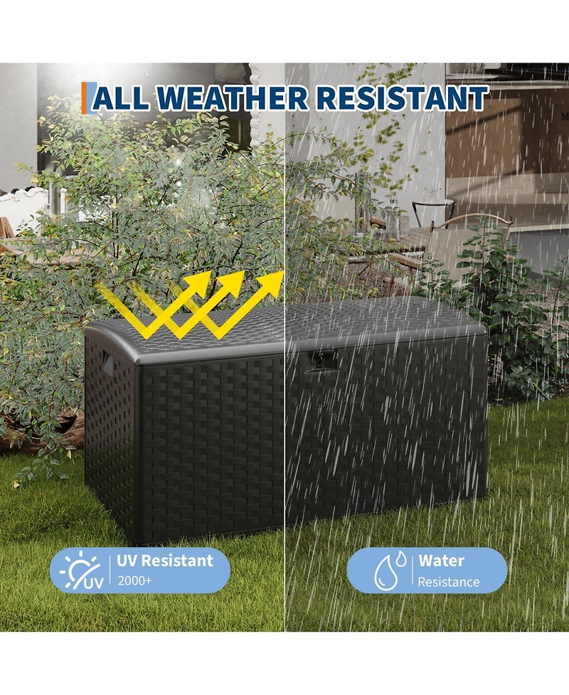 gaomon 100 Gallon Outdoor Storage Box, Lockable Uv Resistant Storage Chest, Large Waterproof Resin Patio Storage Bin, Suitable for Patio, Garden