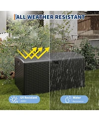 gaomon 100 Gallon Outdoor Storage Box, Lockable Uv Resistant Storage Chest, Large Waterproof Resin Patio Storage Bin, Suitable for Patio, Garden