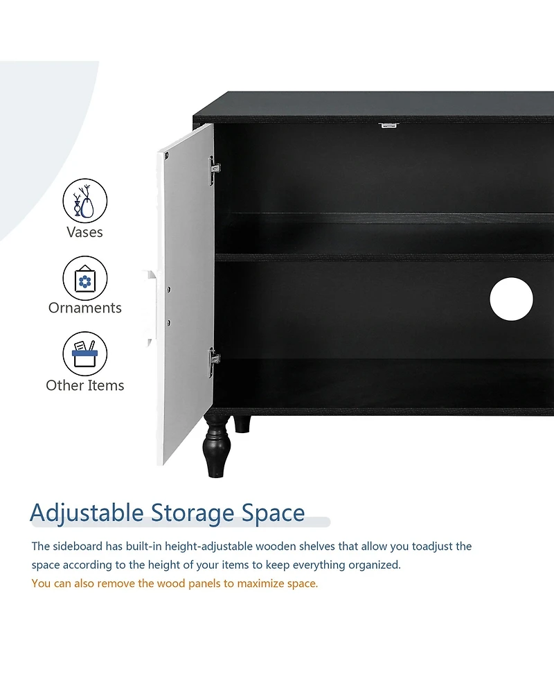 Clihome Large Faceted Carved and Spliced Doors Combined with Frames for Tv Stand Table, Sideboards, Accent Cabinets