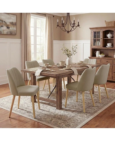 homfan Set of 4/6 Dining Chairs, Fabric Upholstered Mid Century Chairs with Wood Legs for Room or Kitchen