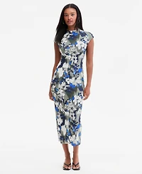 Bar Iii Women's Mock Neck Short-Sleeve Print Bodycon Midi Dress, Macy's Exclusive