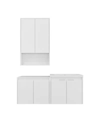 Sillysis 47 Inch Modern Wall Mounted Bathroom Vanity with Resin Sink, Soft Close Doors, Water-Resistant Double Cabinet Storage