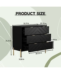 Clihome 3 Drawers Storage Chest, 32 Inch Monden Chest of Drawers, Tier Cabinet for Hallway, Living Room