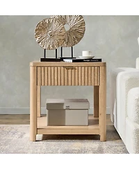 Hulala Home Eustacio Modern 23.75"W Fogarty Oak Grain Fluted End Table