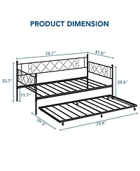 gaomon Daybed with Pull-Out Trundle, Steel Slats Support, Space-Saving Sofa Bed for Living Room and Guest