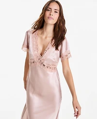 And Now This Women's Satin Lace-Trim Midi Dress, Macy's Exclusive