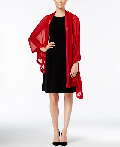 Calvin Klein Elegant Satin-Trim Chiffon Evening Wrap