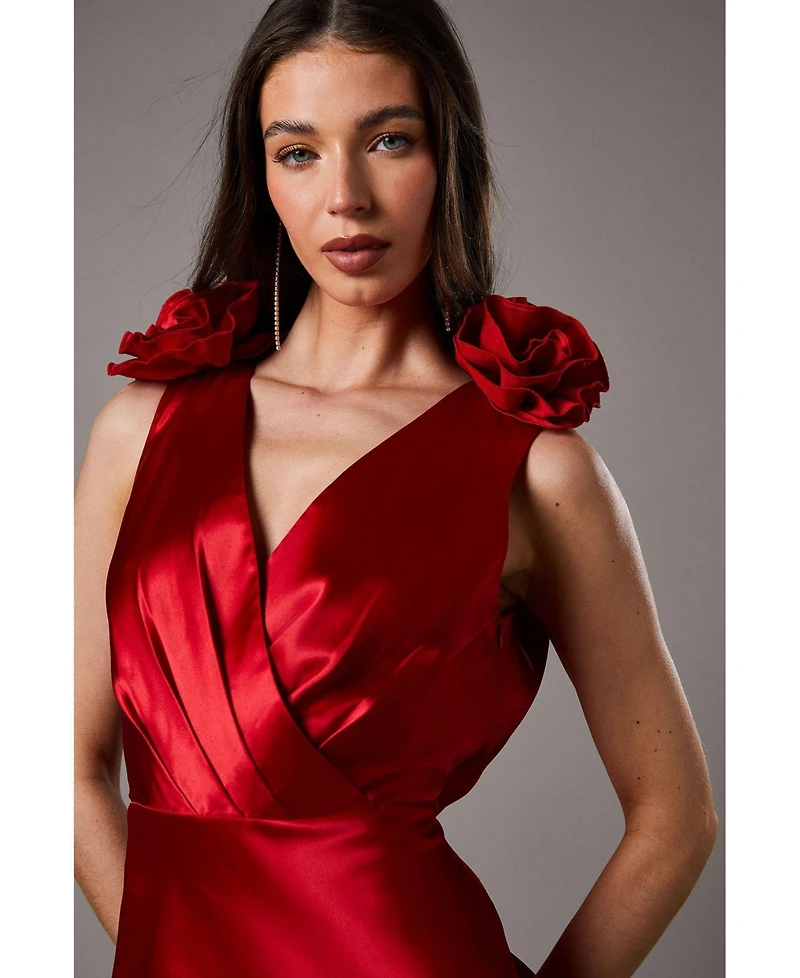 Coast Women's Corsage Satin V-Neck Maxi Dress