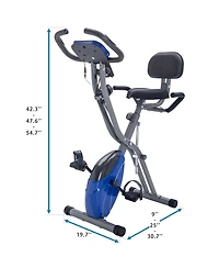 Zeny Folding Exercise Bike, Fitness Upright and Recumbent X-Bike with 16-Level Adjustable Resistance, Arm Bands and Backrest