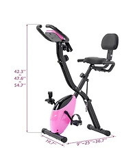 Zeny Folding Exercise Bike, Fitness Upright and Recumbent X-Bike with 16-Level Adjustable Resistance, Arm Bands Backrest